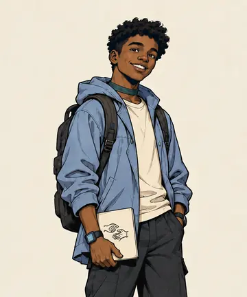 Illustrated character design of Fin